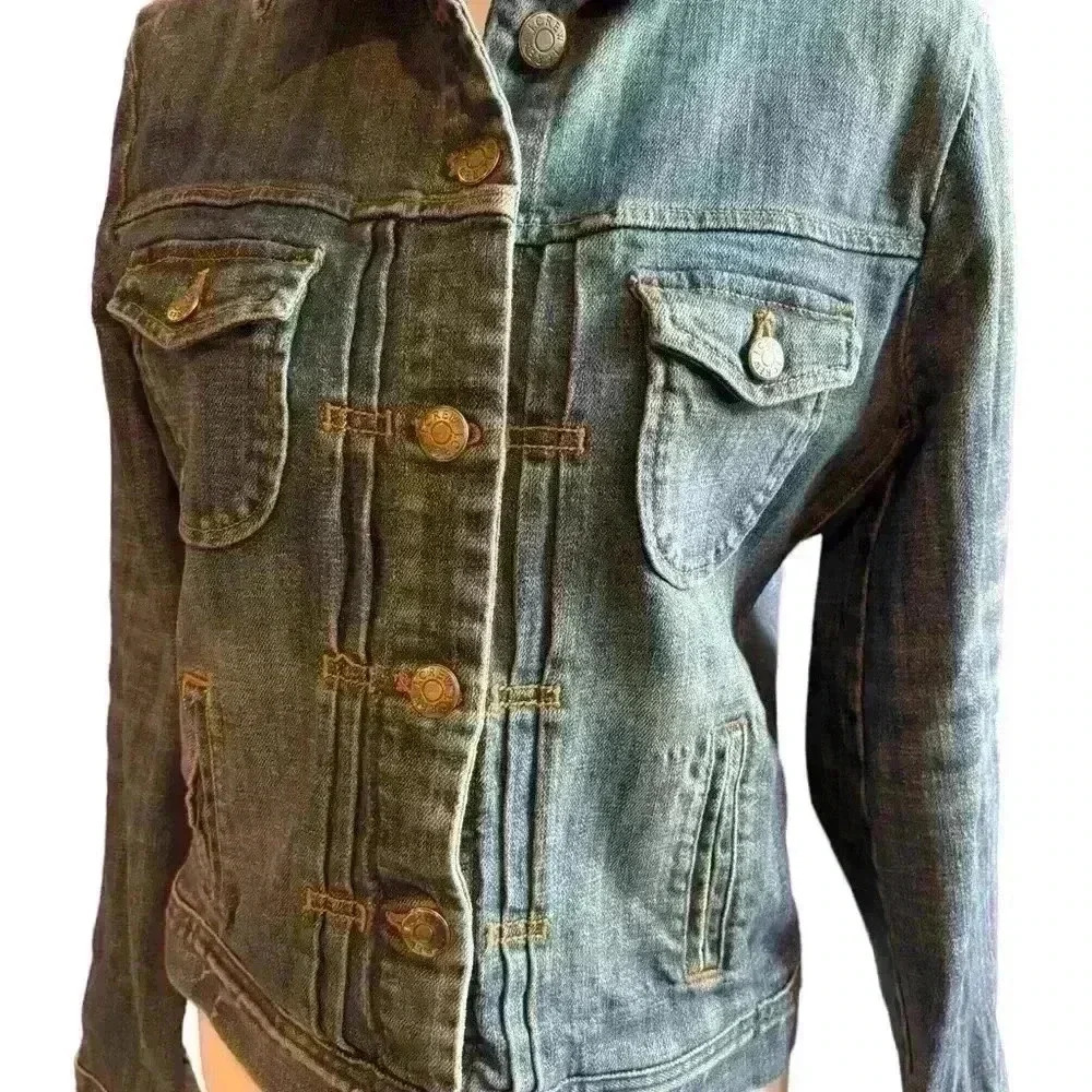 J.Crew Fitted Cropped Denim Jacket Waist Snatched Blue Jean Jacket